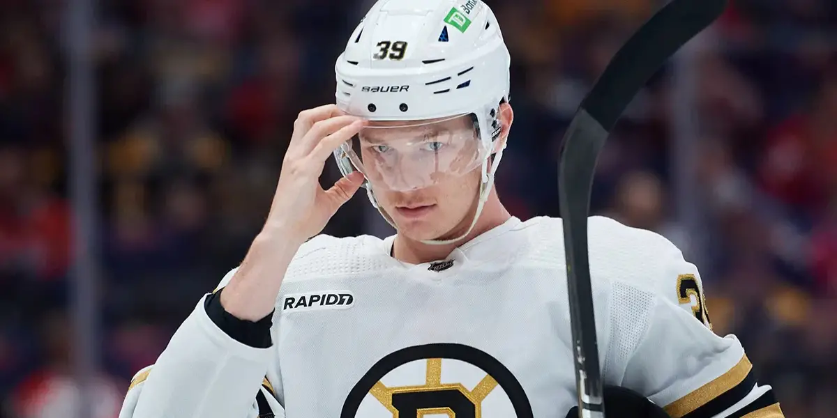 Morgan Geekie skating for the Boston Bruins