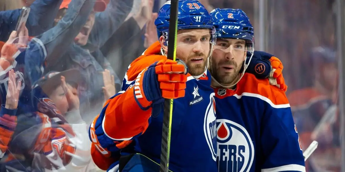 Edmonton Oilers celebrating a goal