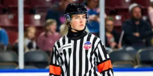 Sydney Harris officiating in the ECHL