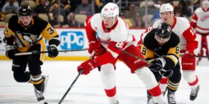 Elmer Soderblom skating for the Detroit Red Wings