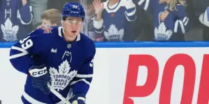 Fraser Mintent skating for the Toronto Maple Leafs