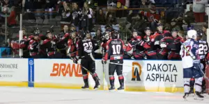 Rapid City Rush celebrating a goal