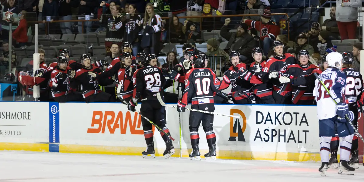 Rapid City Rush celebrating a goal