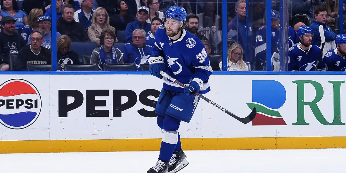 Brandon Hagel skating for the Tampa Bay Lightning