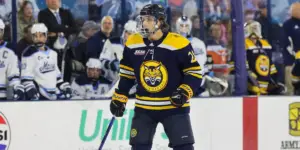 Christopher Pelosi skating for the Quinnipiac Bobcats