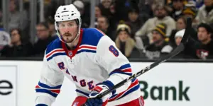 J.T Miller skating for the New York Rangers