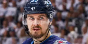 Mark Scheifele skating for the Winnipeg Jets