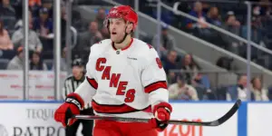 Mikko Rantanen skating for the Carolina Hurricanes