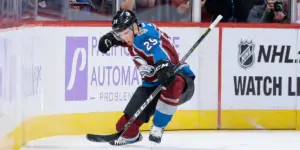 Nathan MacKinnon skating for the Colorado Avalanche