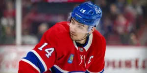 Nick Suzuki skating for the Montreal Canadiens