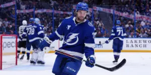 Brandon Hagel skating for the Tampa Bay Lightning