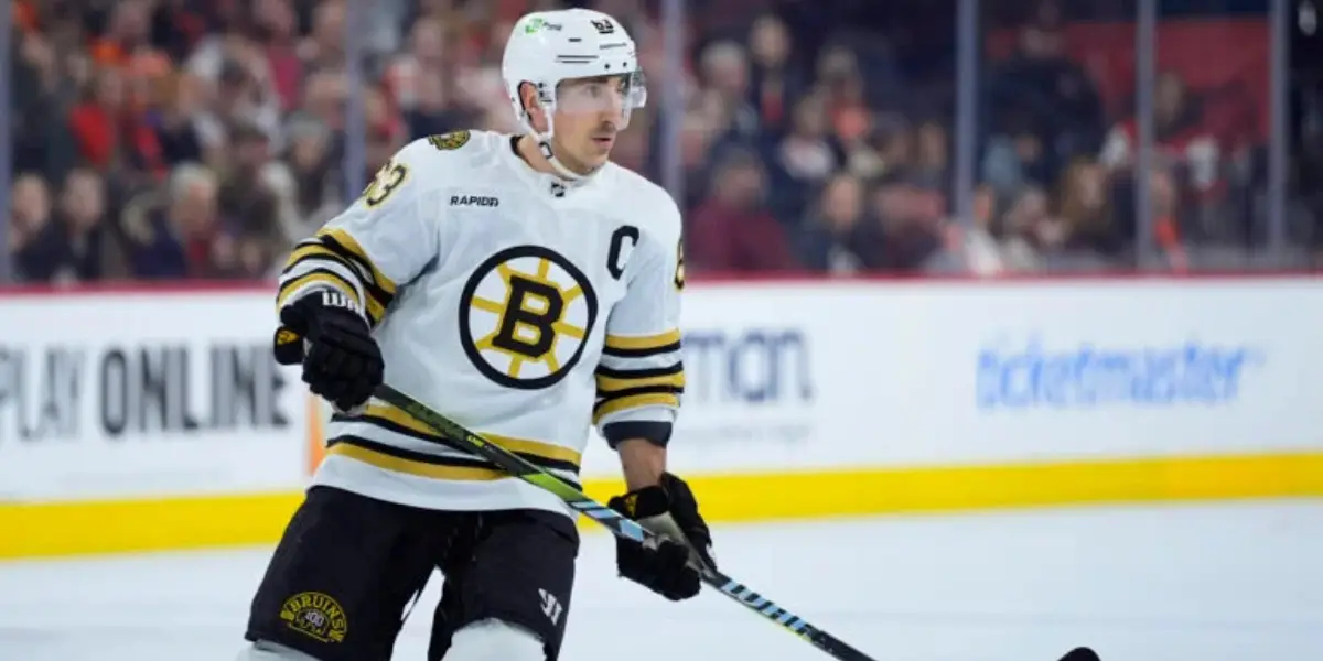 Brad Marchand skating for the Boston Bruins