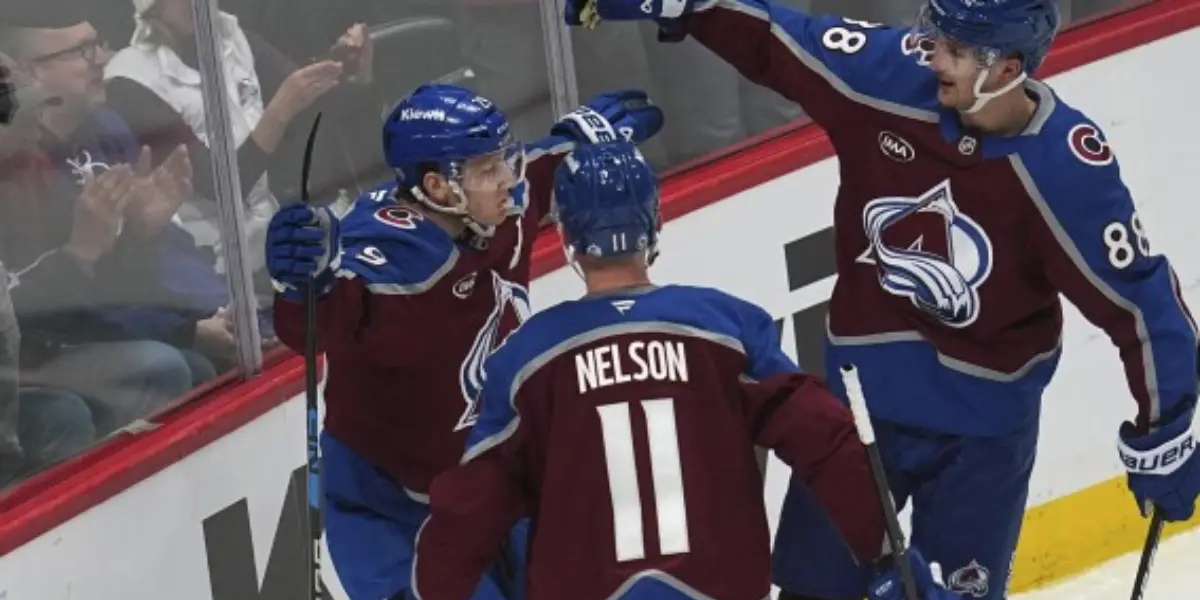 Colorado Avalanche Martin Necas, Brock Nelson, and Nathan MacKinnon