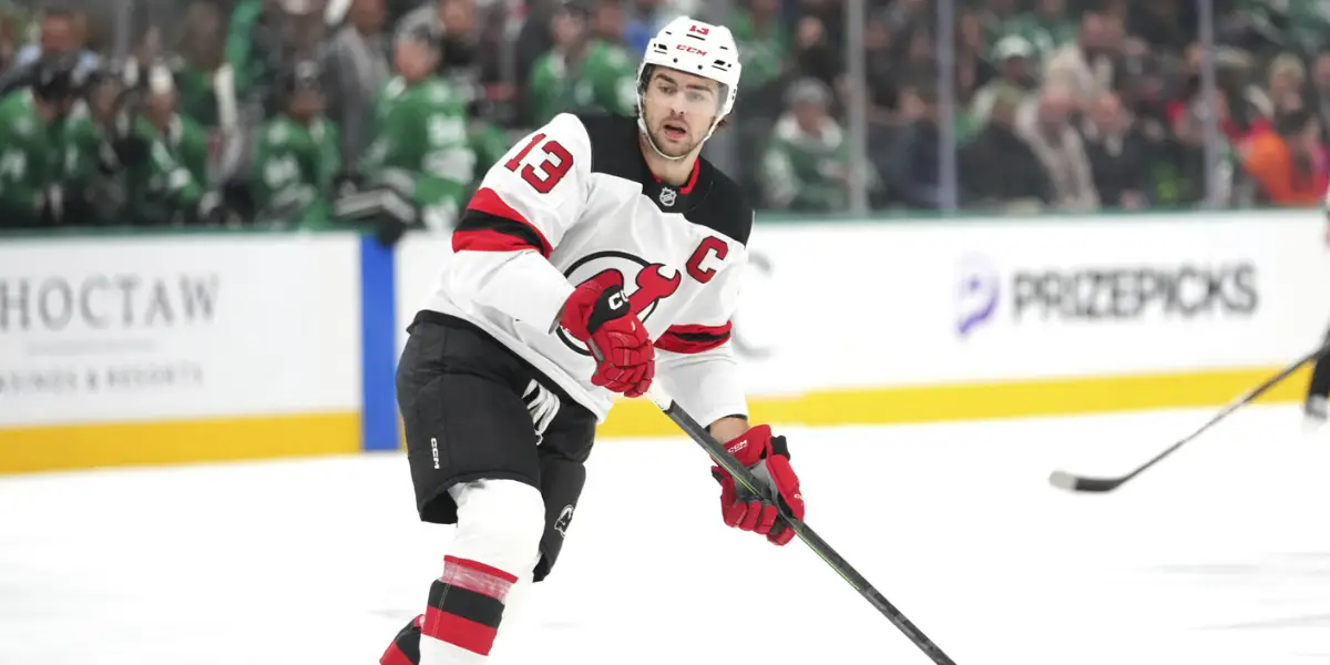 Nico Hischier skates against the Dallas Stars.