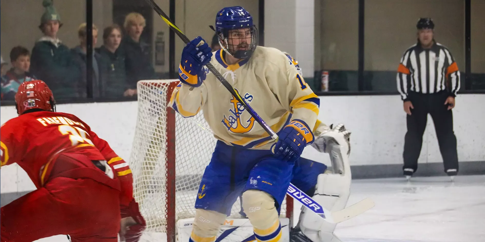 Nate Schweitzer skating for Lake Superior University Athletics