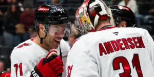 Taylor Hall skating for the Carolina Hurricanes