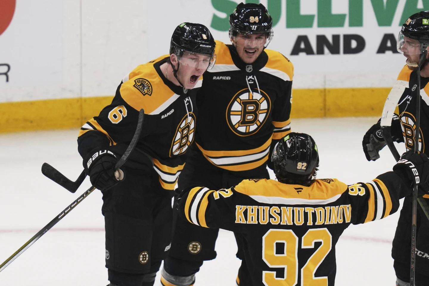 Boston Bruins celebrating a goal