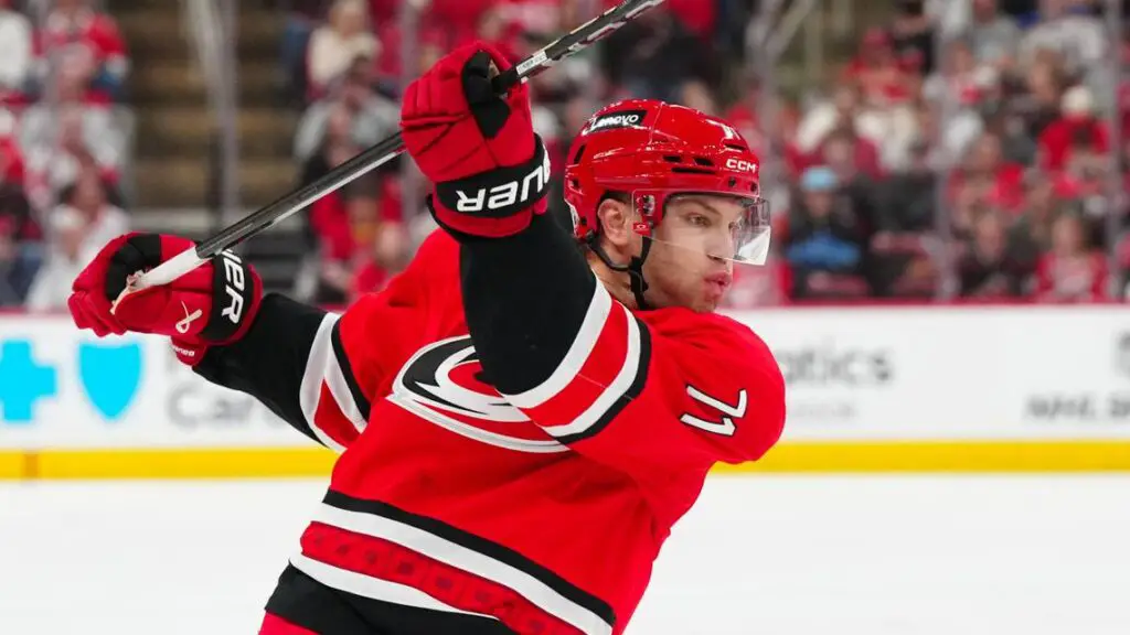 Taylor Hall skating for the Carolina Hurricanes