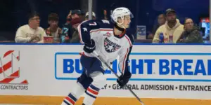 Jackson Smith skating for the WHL Tri-City Americans