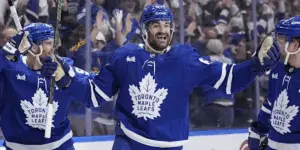 Max Pacioretty celebrating a goal with the Toronto Maple Leafs