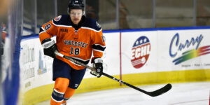 Matthew Kopperud skating for the Worcester Railers