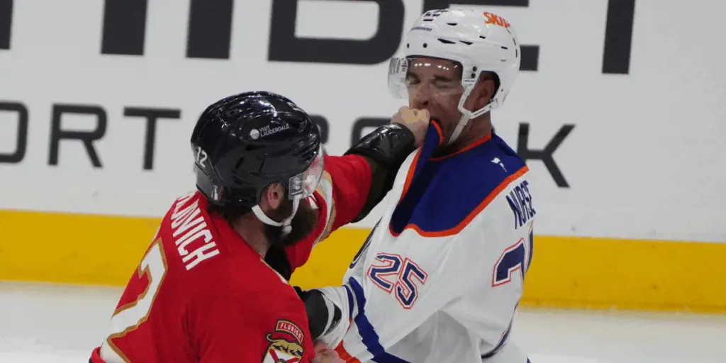 Darnell Nurse fighting in the 2025 Stanley Cup Final