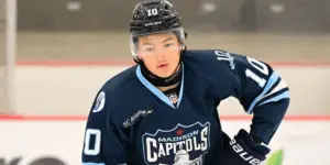 Ryker Lee skating for the Madison Capitols