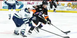 Mitch Deelstra pushes the pace against Maine